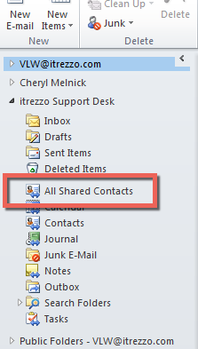 Create a shared contacts folder in a Shared Mailbox