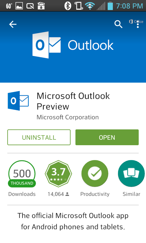 Aplicación android de Outlook