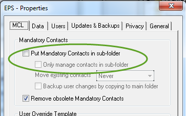 Global Address List Contacts in sub-folder